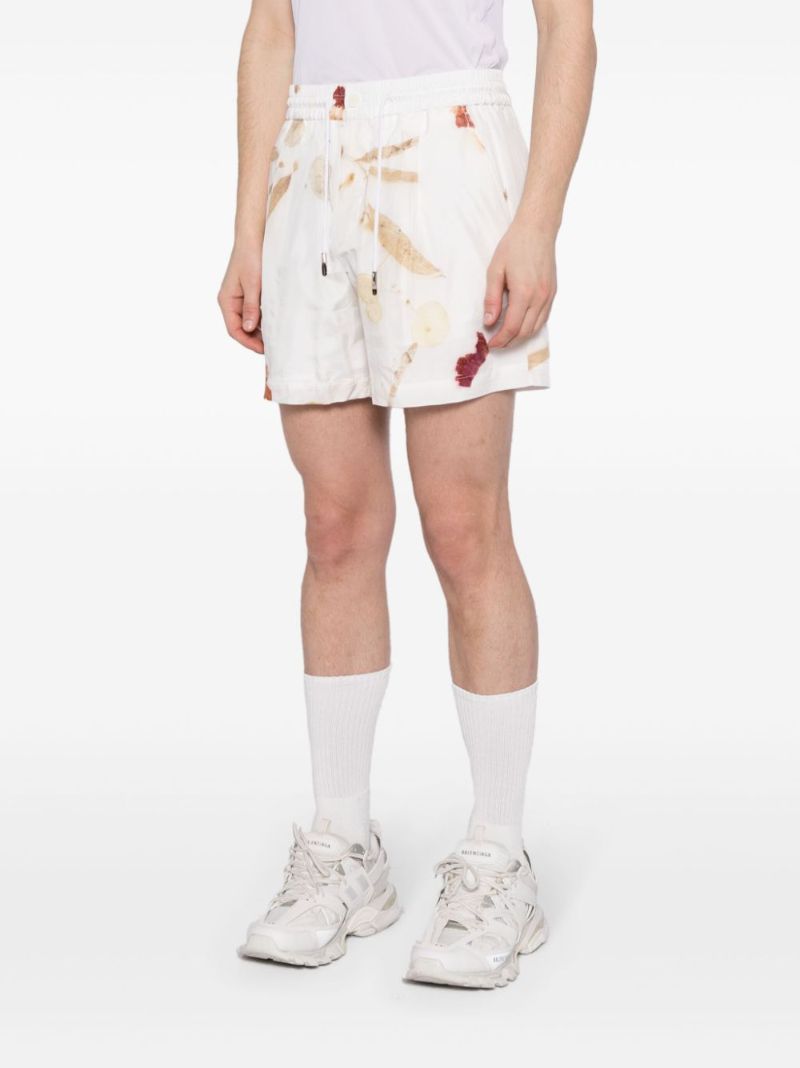 White Printed Silk Shorts