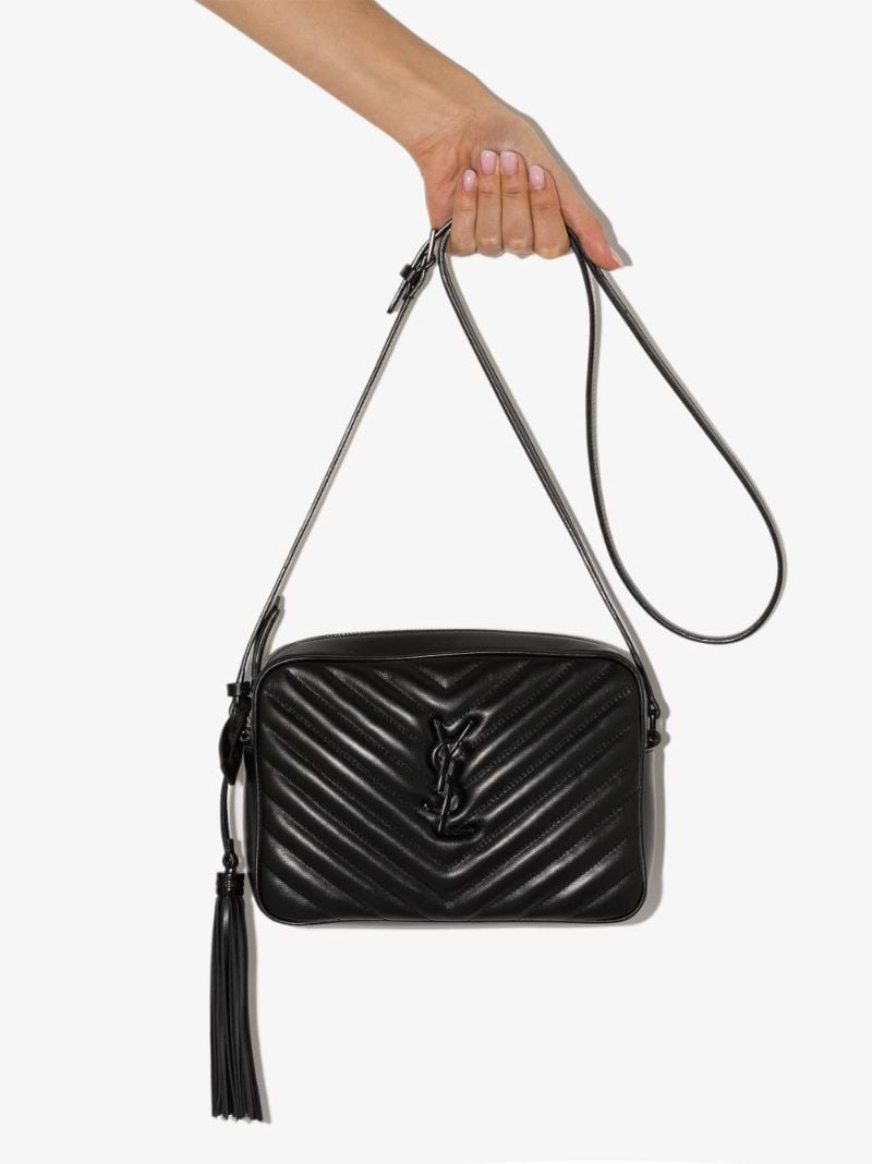 Black Lou Quilted Leather Cross Body Bag