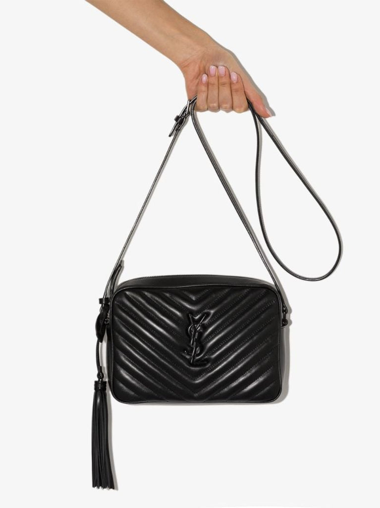 Black Lou Quilted Leather Cross Body Bag