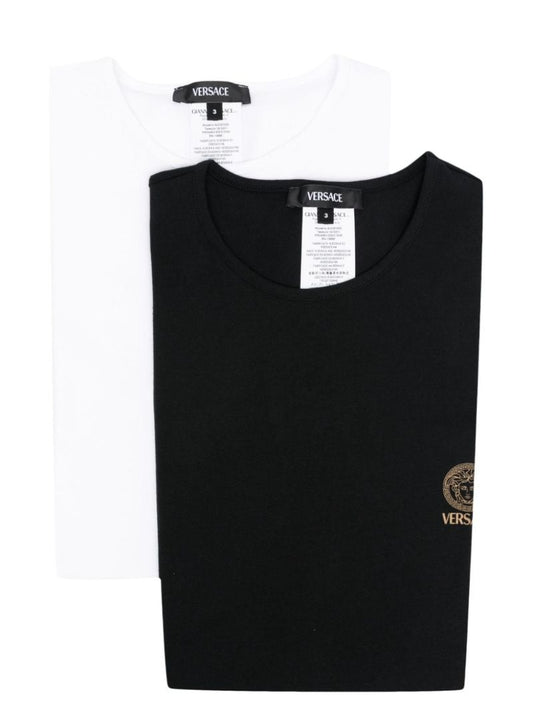 White and Black Medusa-print Cotton T-shirt Set
