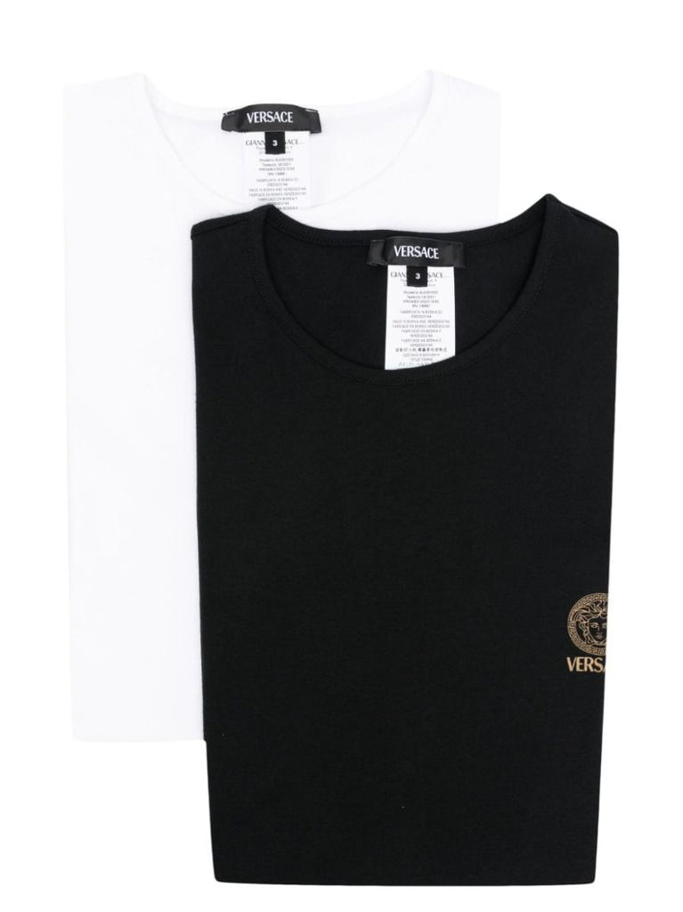 White and Black Medusa-print Cotton T-shirt Set
