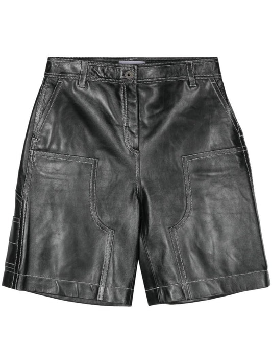 Black Rue Leather Bermuda Shorts