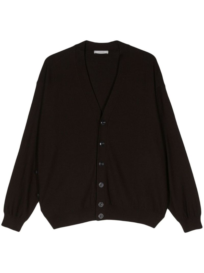 Brown V-neck Knit Cardigan