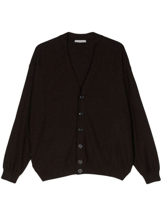 Brown V-neck Knit Cardigan