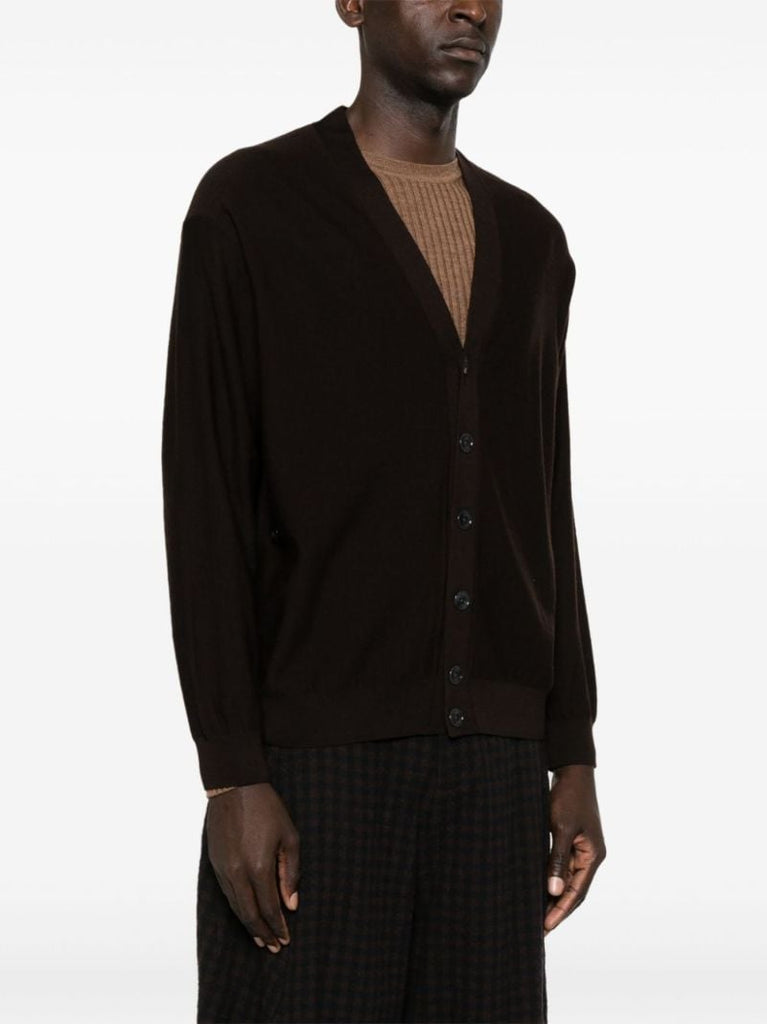 Brown V-neck Knit Cardigan