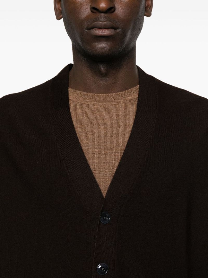 Brown V-neck Knit Cardigan