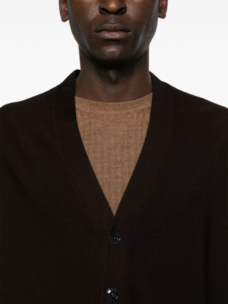 Brown V-neck Knit Cardigan