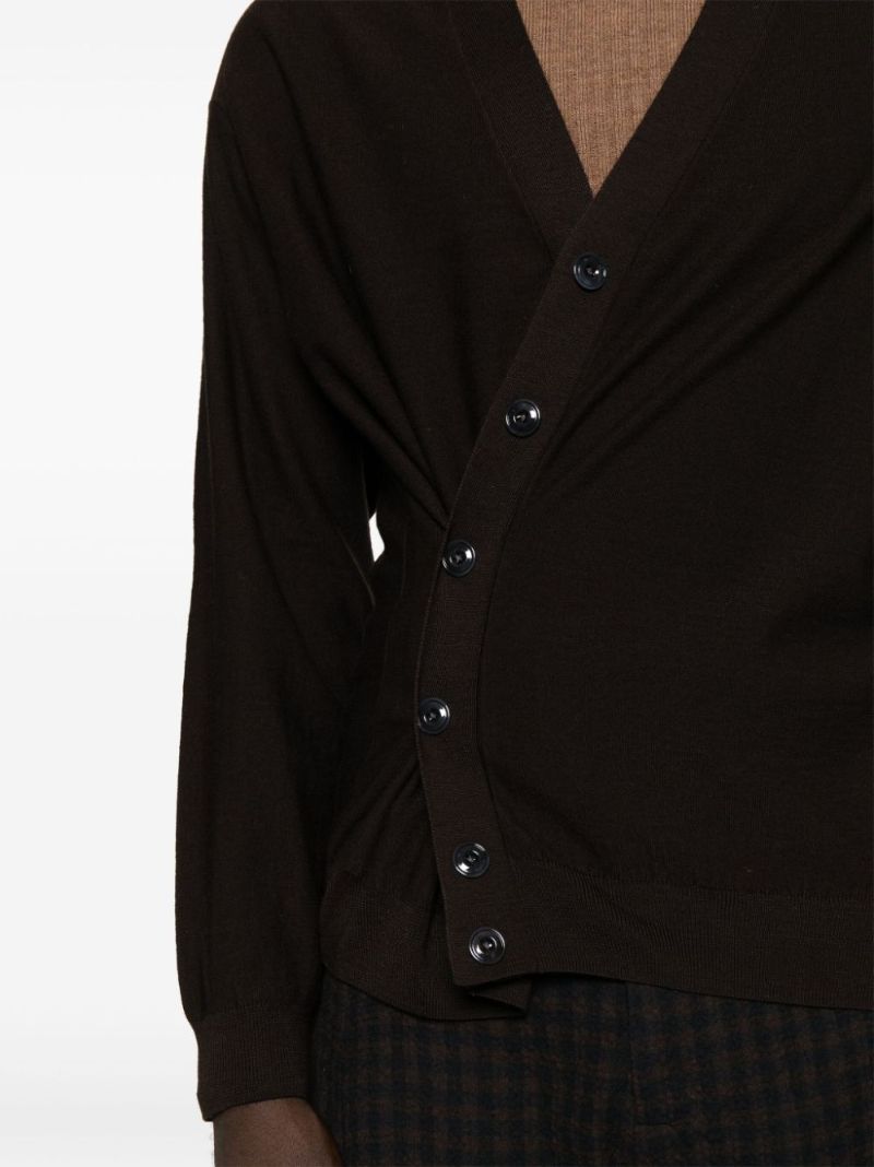 Brown V-neck Knit Cardigan