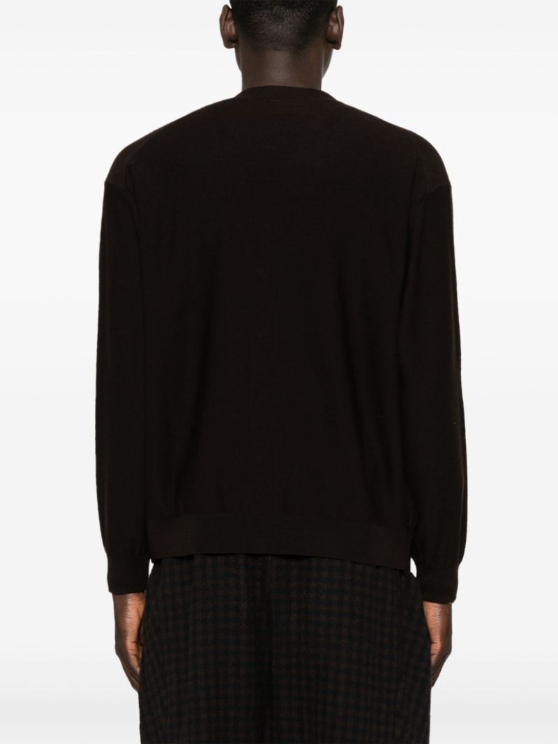 Brown V-neck Knit Cardigan