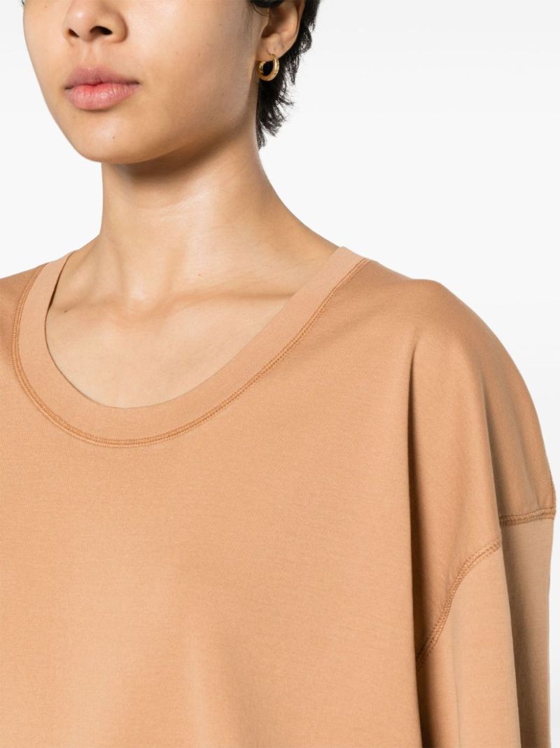 Brown Scoop Neck Cotton T-shirt