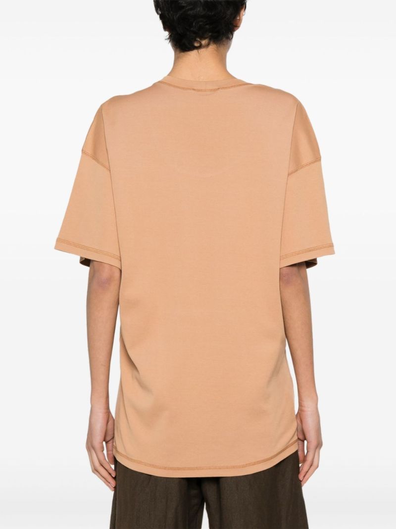 Brown Scoop Neck Cotton T-shirt
