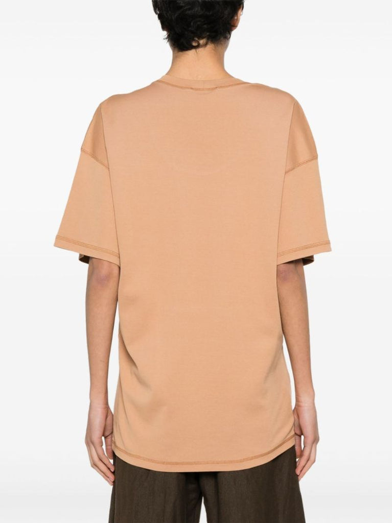Brown Scoop Neck Cotton T-shirt