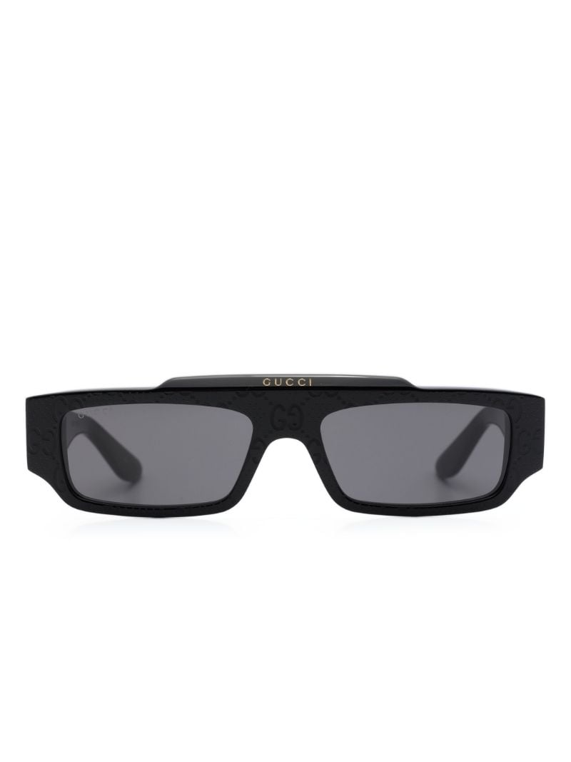 Black Gg-print Rectangle Frame Sunglasses