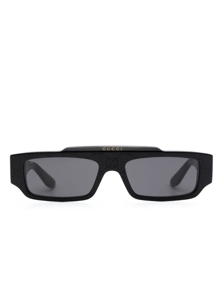 Black Gg-print Rectangle Frame Sunglasses