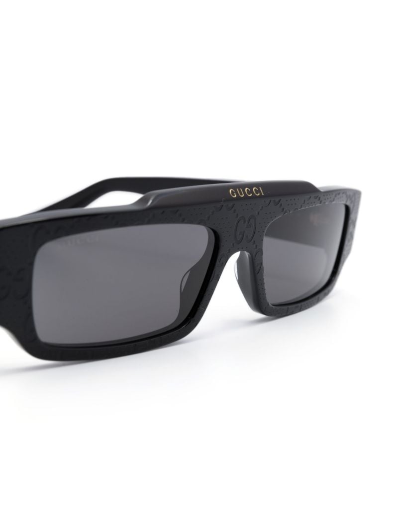 Black Gg-print Rectangle Frame Sunglasses