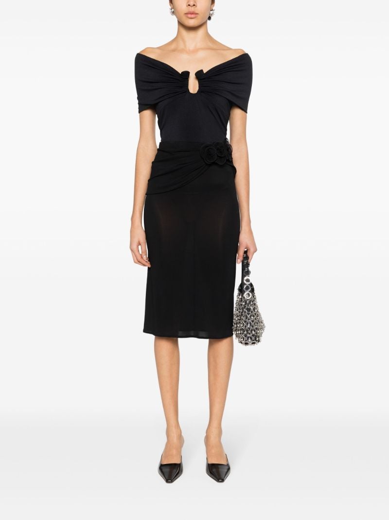 Black Off-shoulder Mesh Blouse
