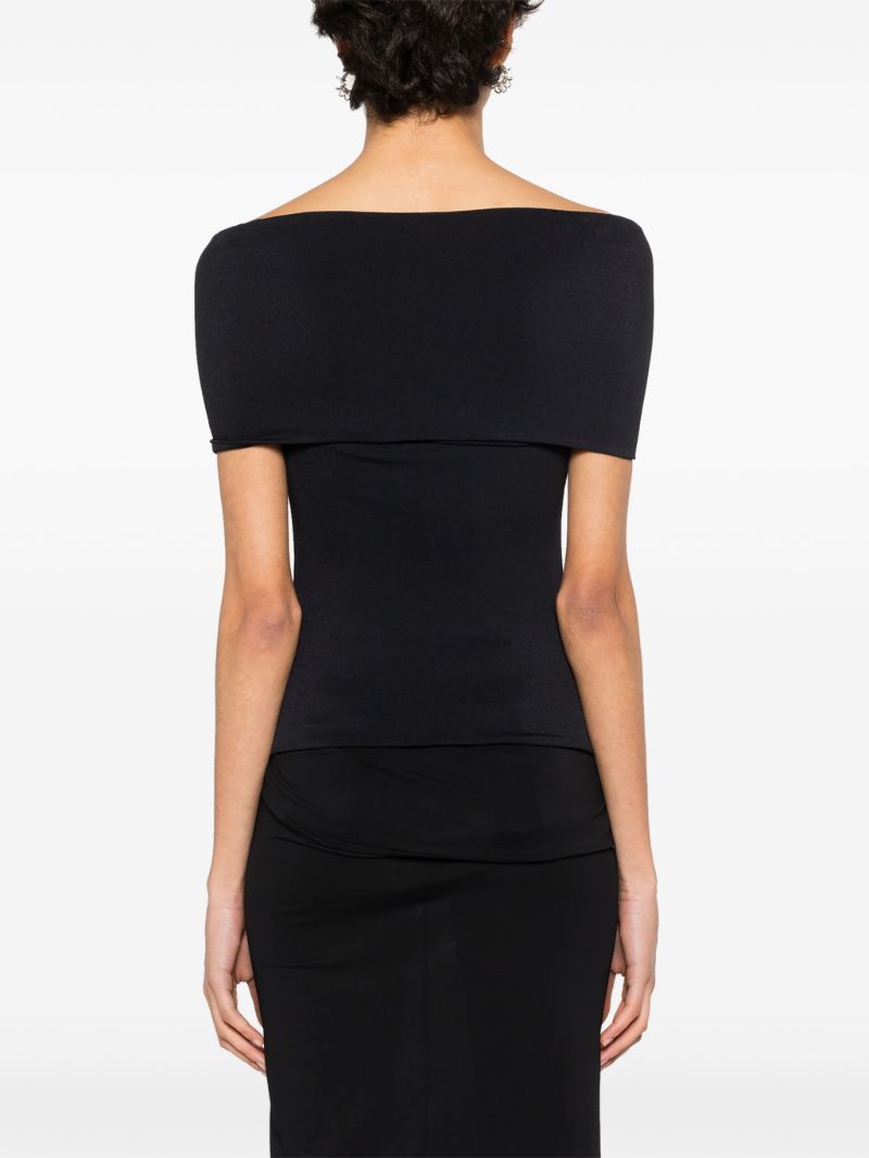 Black Off-shoulder Mesh Blouse