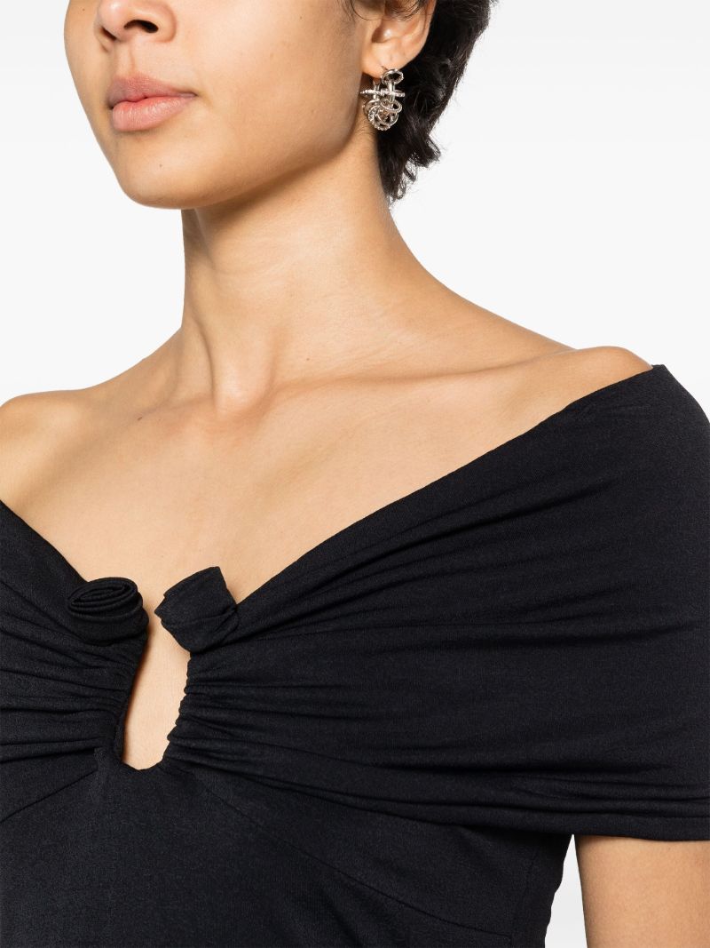 Black Off-shoulder Mesh Blouse
