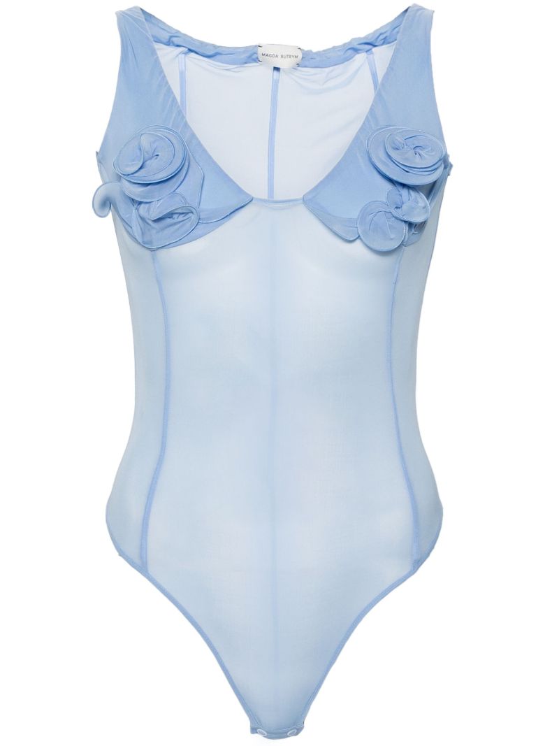 Blue Floral-appliquÃ_x0083_Â© Corset Bodysuit
