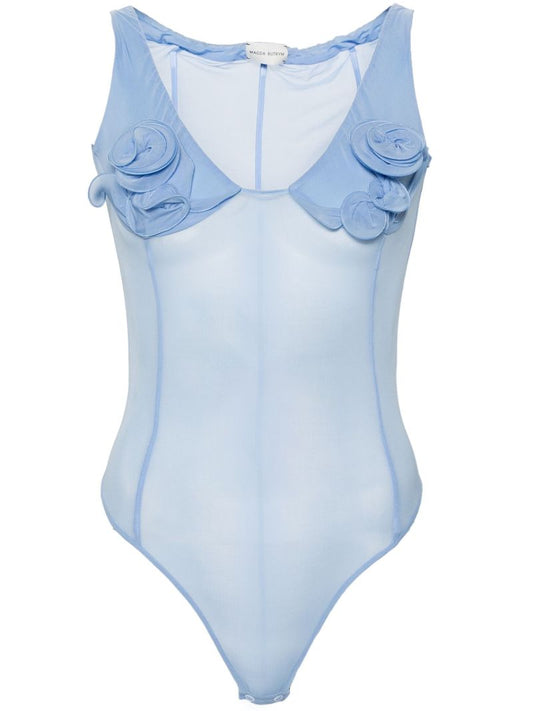 Blue Floral-appliquÃ_x0083_Â© Corset Bodysuit