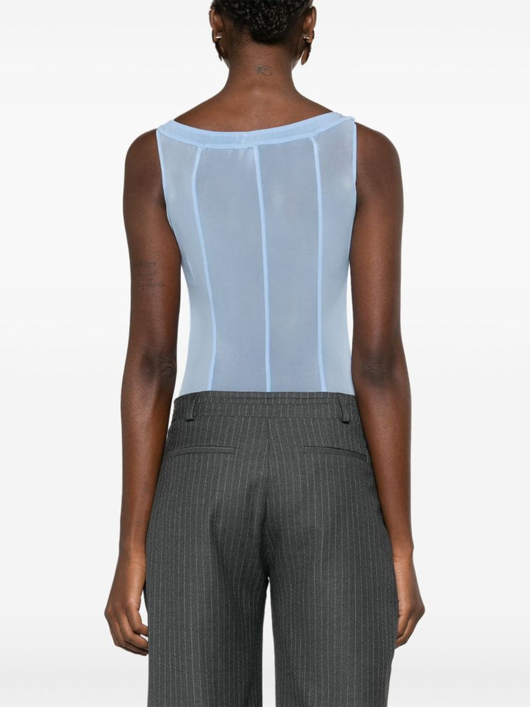 Blue Floral-appliquÃ_x0083_Â© Corset Bodysuit