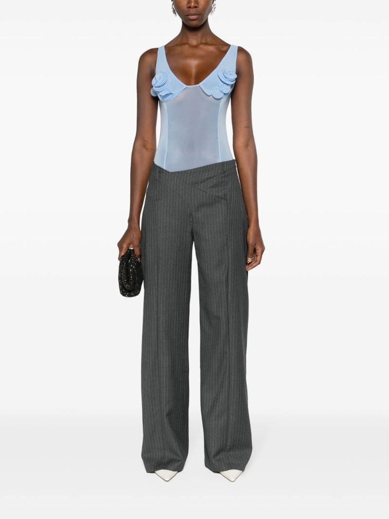 Blue Floral-appliquÃ_x0083_Â© Corset Bodysuit