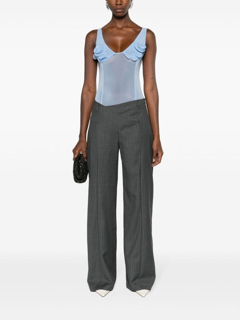 Blue Floral-appliquÃ_x0083_Â© Corset Bodysuit