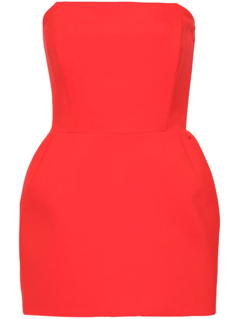 Red Strapless Structured Mini Dress