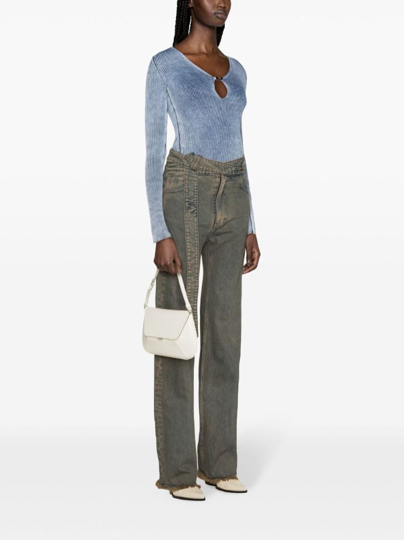 Blue M-teri Logo Plaque Ribbed Top