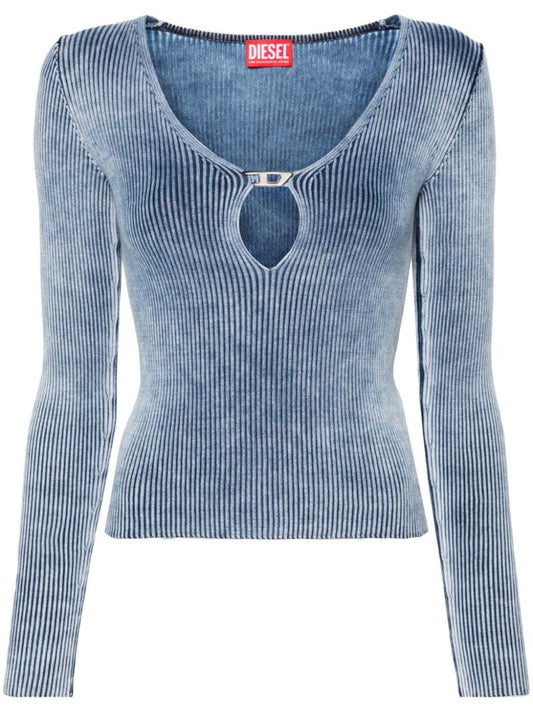Blue M-teri Logo Plaque Ribbed Top