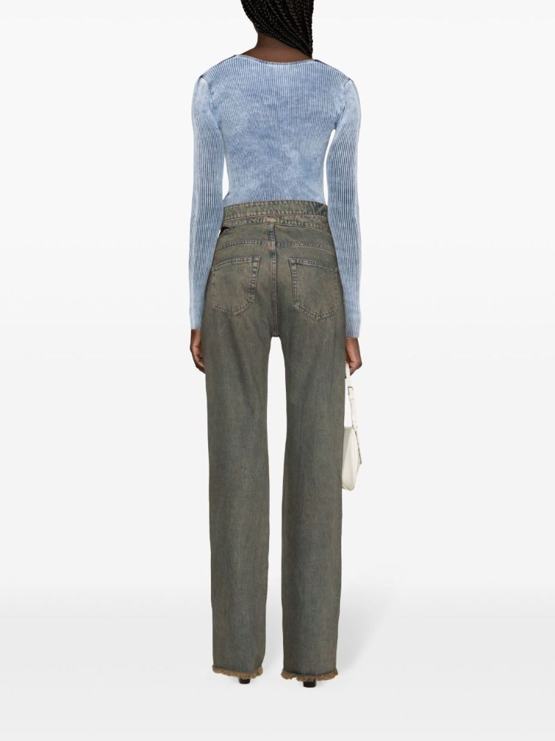 Blue M-teri Logo Plaque Ribbed Top