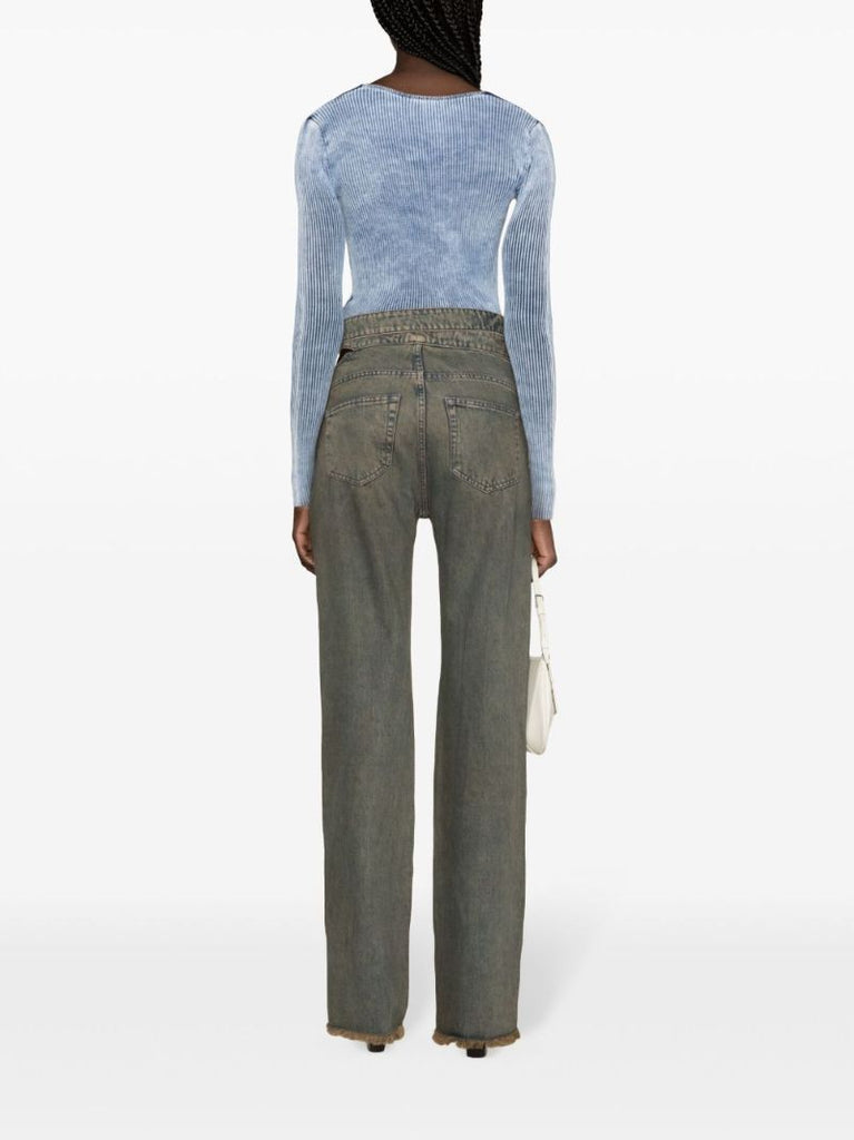Blue M-teri Logo Plaque Ribbed Top