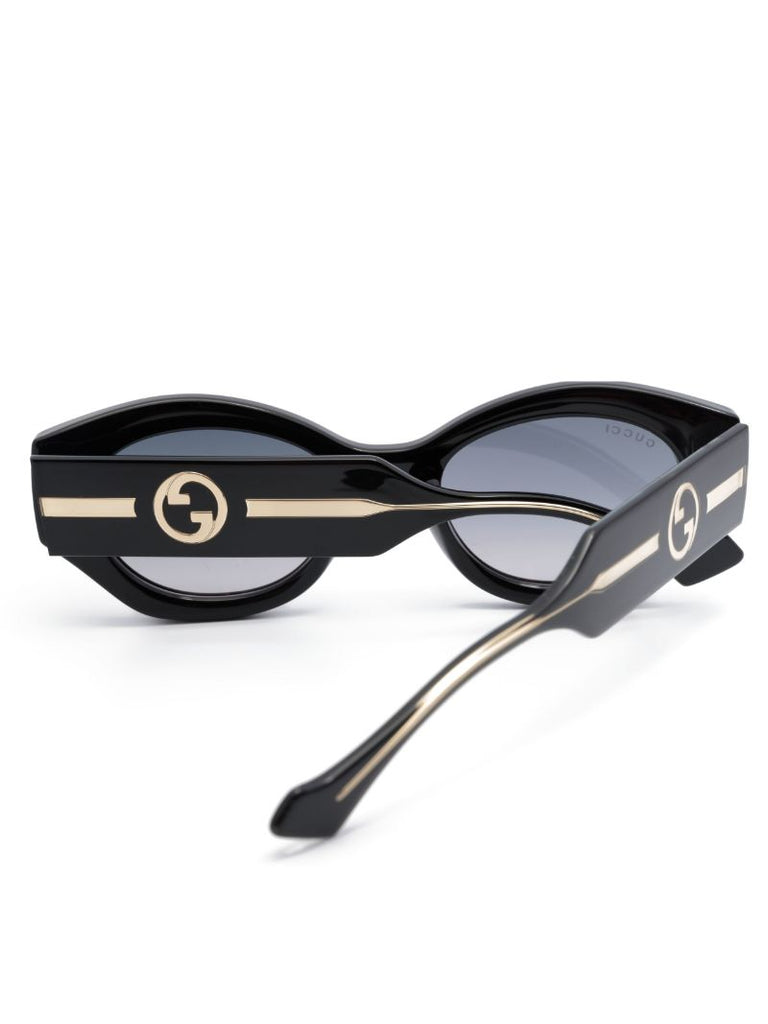 Black La Piscine Oval Frame Sunglasses