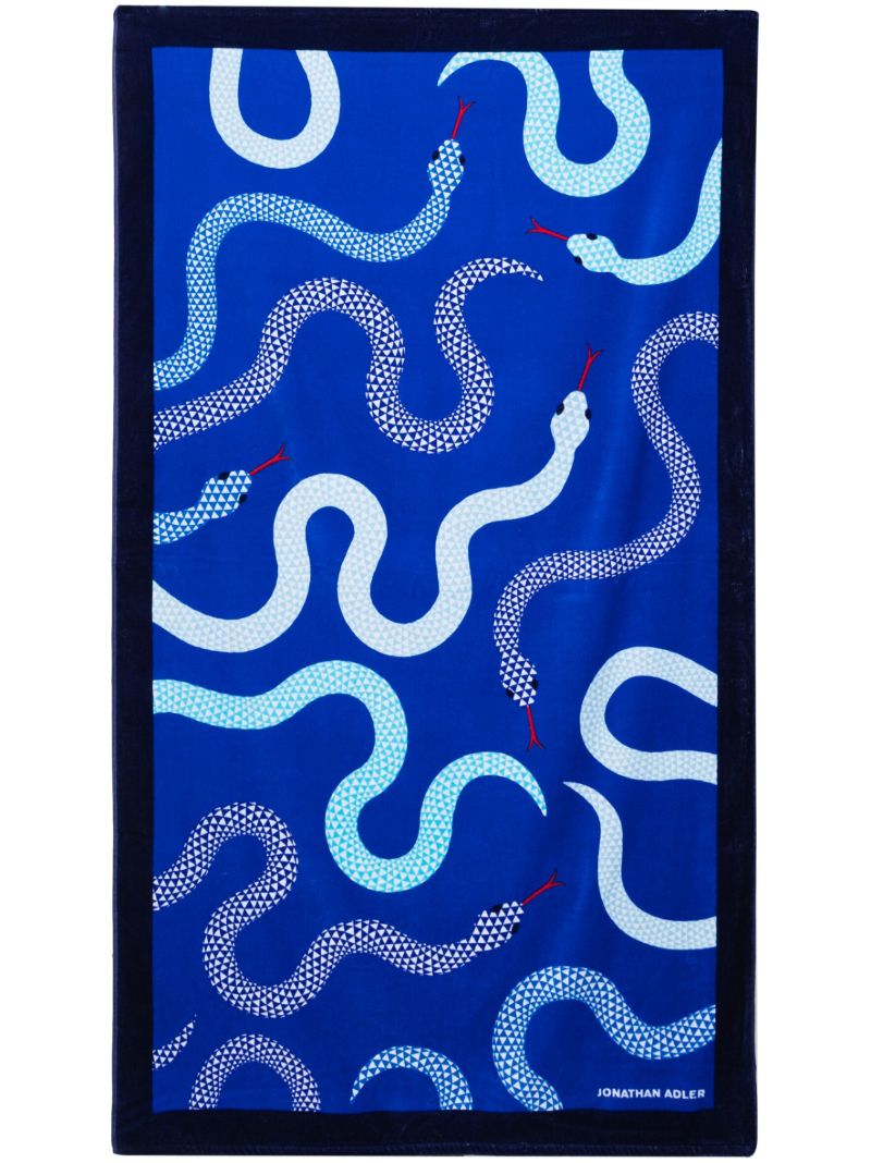 Blue Eden Snake-print Beach Towel