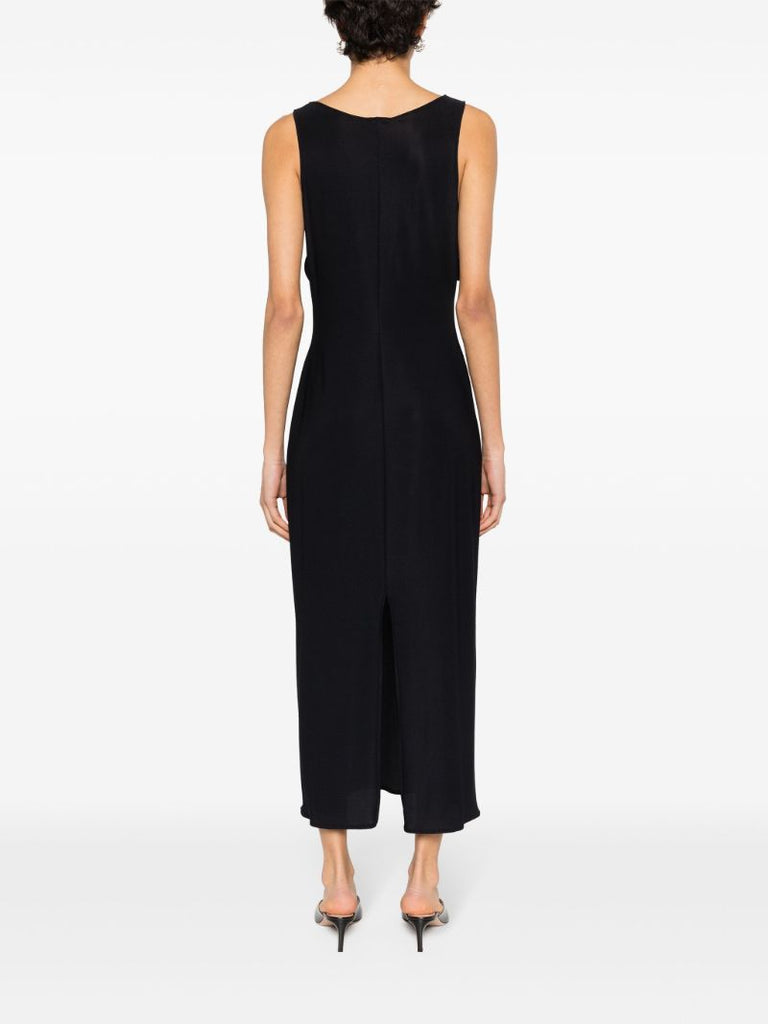 Black Floral-appliquÃ_x0083_Â© Midi Dress