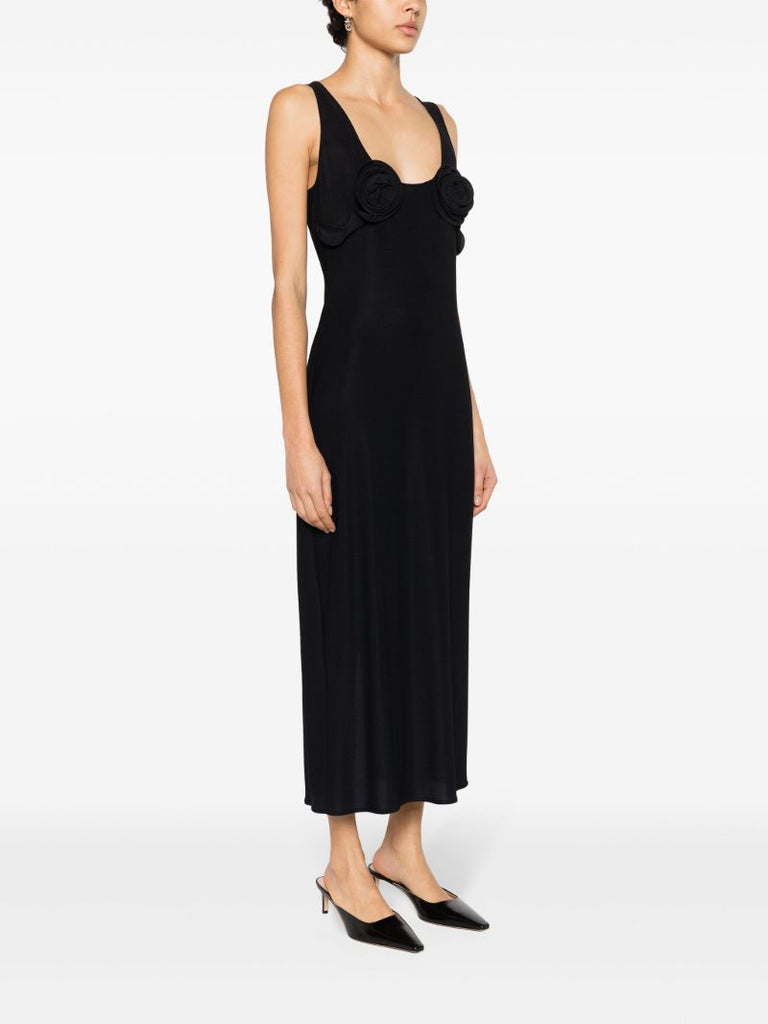 Black Floral-appliquÃ_x0083_Â© Midi Dress