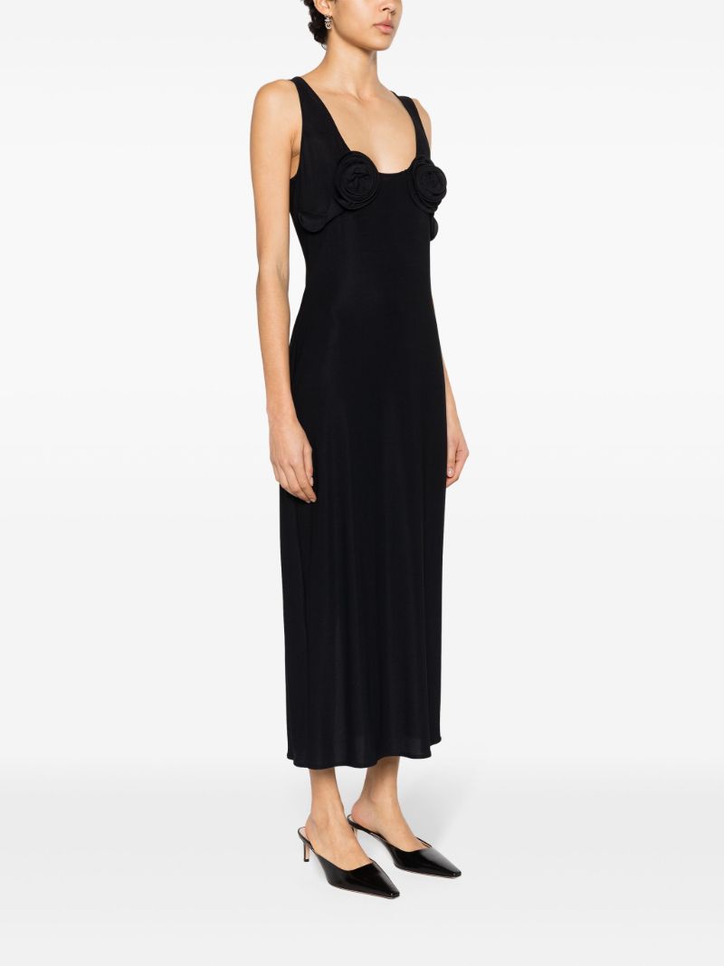 Black Floral-appliquÃ_x0083_Â© Midi Dress