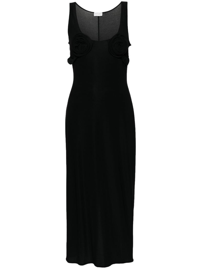 Black Floral-appliquÃ_x0083_Â© Midi Dress