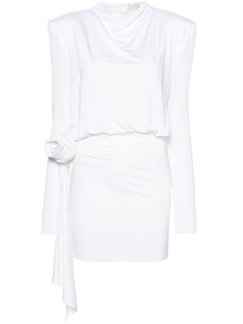 White Rose-appliquÃ_x0083_Â© Draped Mini Dress