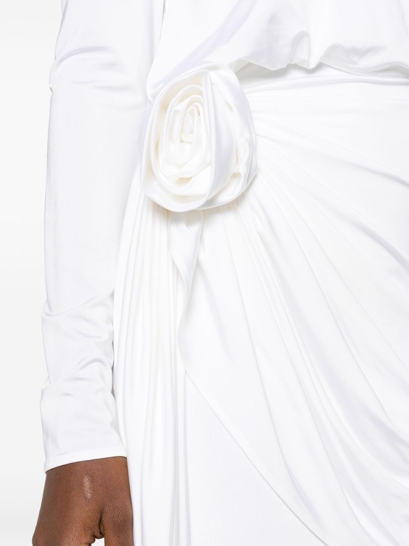 White Rose-appliquÃ_x0083_Â© Draped Mini Dress