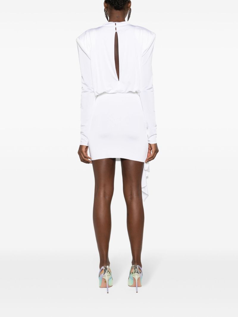 White Rose-appliquÃ_x0083_Â© Draped Mini Dress