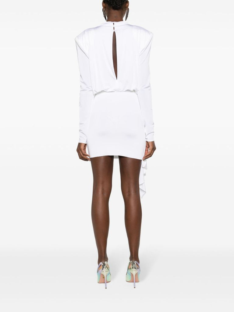 White Rose-appliquÃ_x0083_Â© Draped Mini Dress