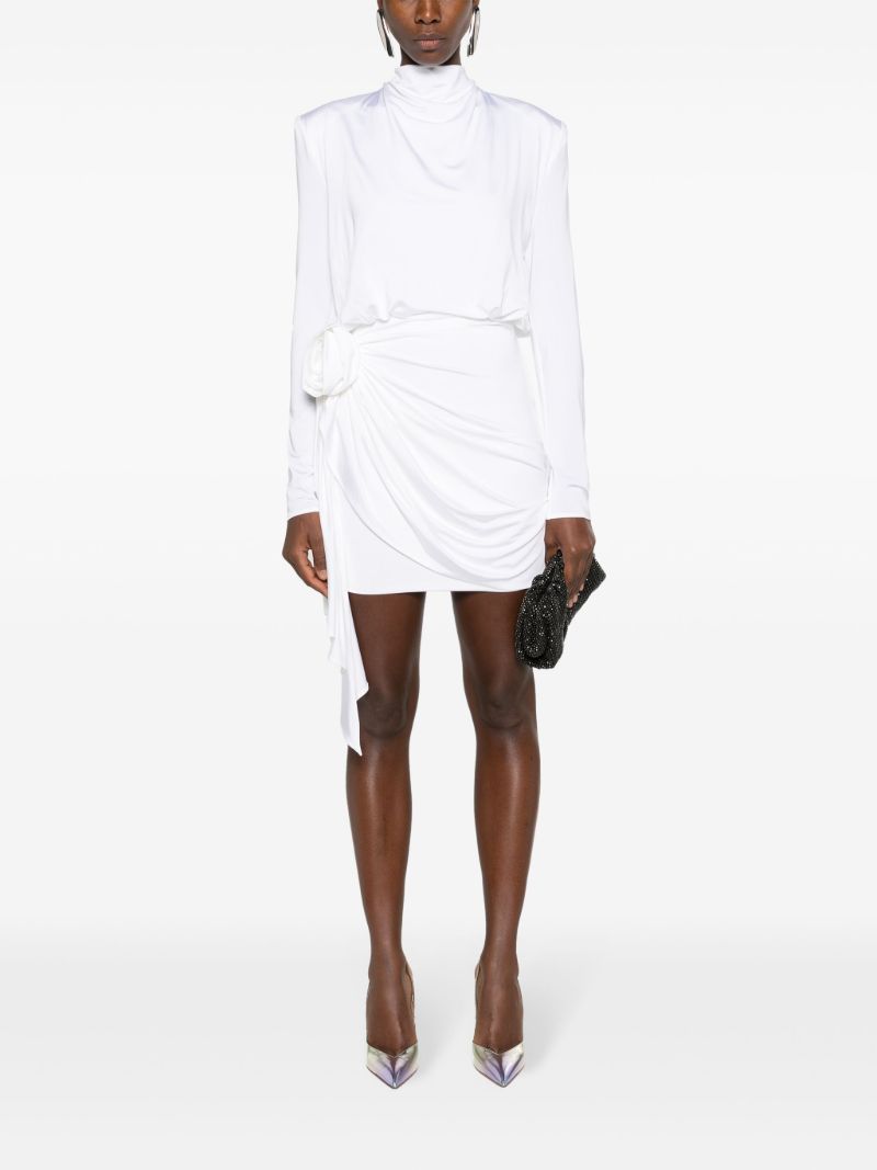 White Rose-appliquÃ_x0083_Â© Draped Mini Dress