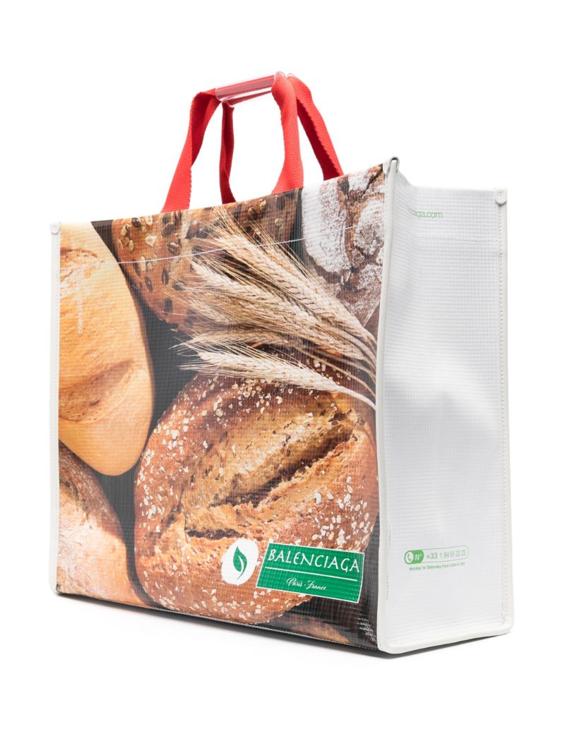 Multicolour Bread Print Tote Bag