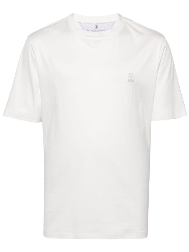 White Logo-embroidered Cotton T-shirt