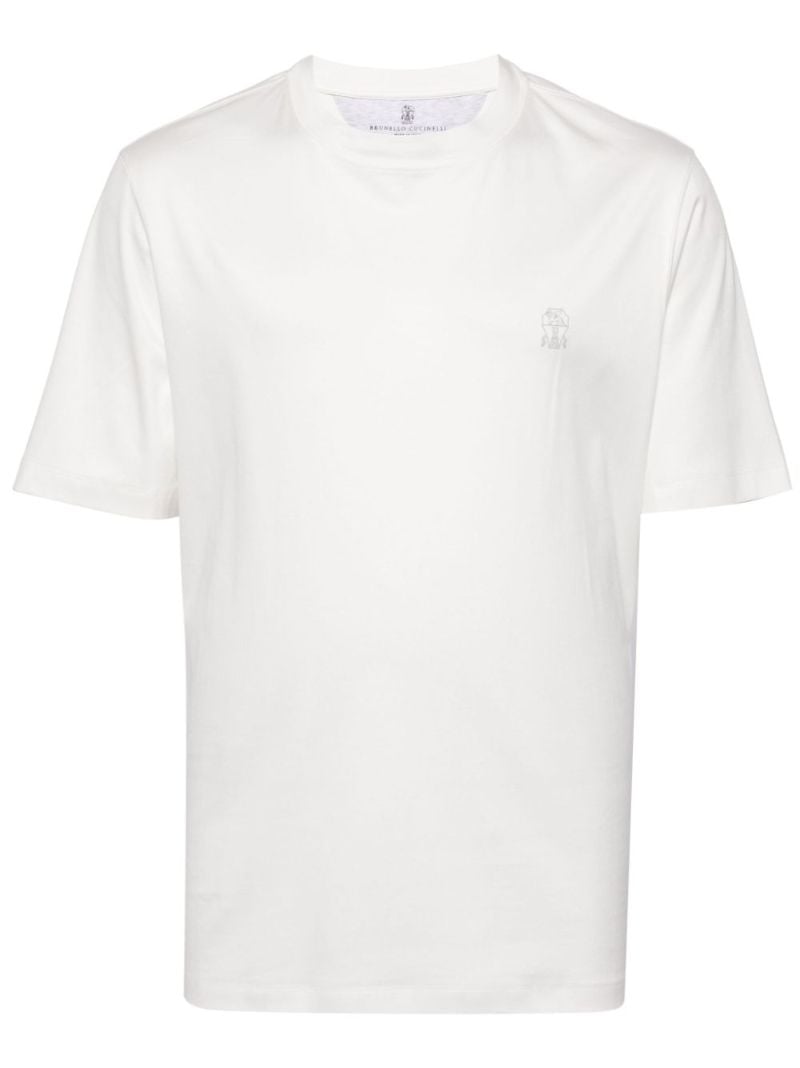 White Logo-embroidered Cotton T-shirt