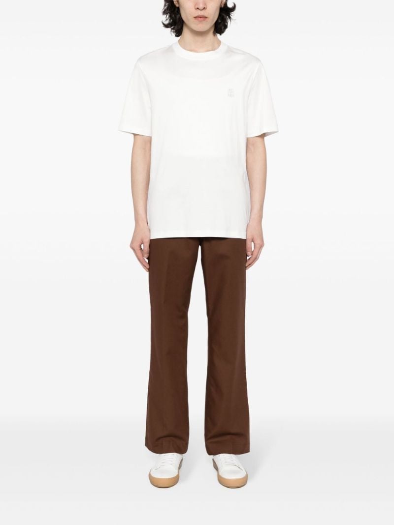 White Logo-embroidered Cotton T-shirt