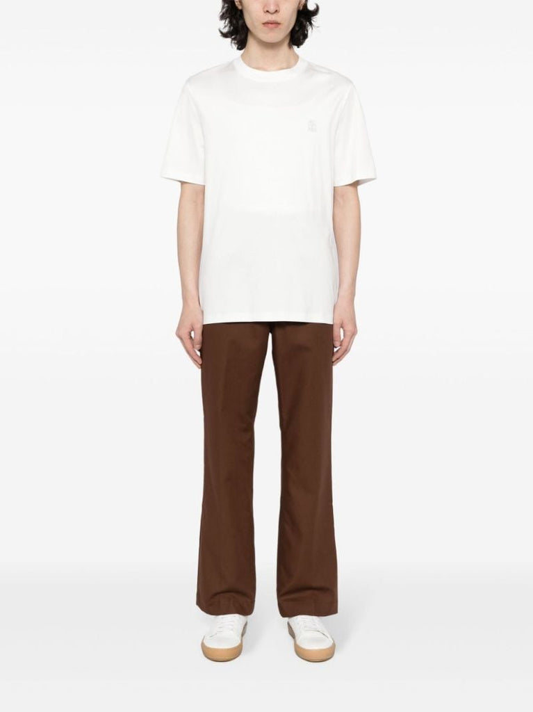 White Logo-embroidered Cotton T-shirt