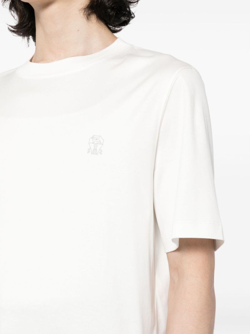 White Logo-embroidered Cotton T-shirt
