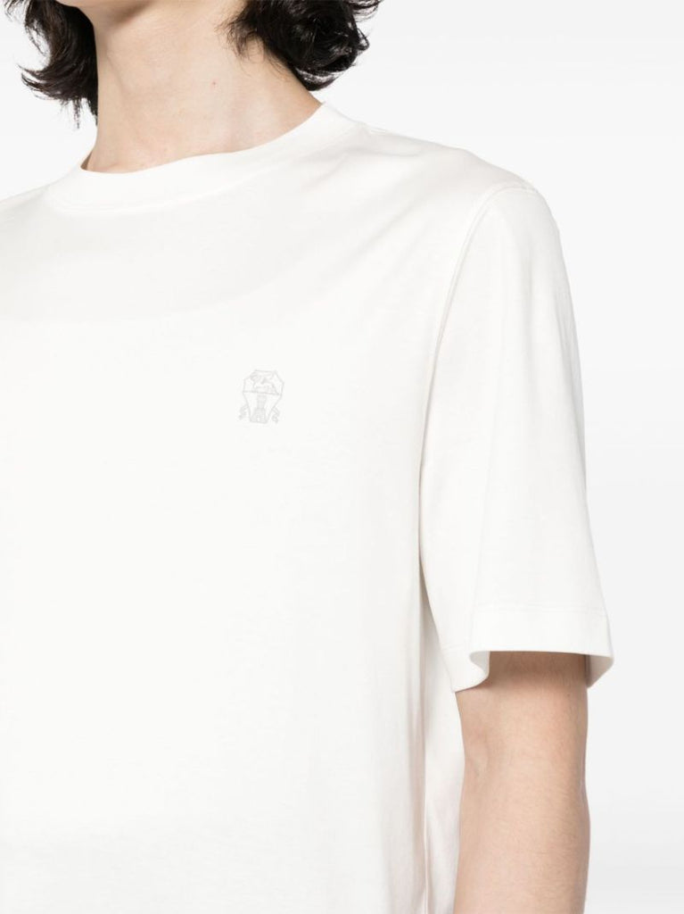 White Logo-embroidered Cotton T-shirt